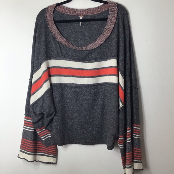 Free People large sweater women grey orange - Picture 1 of 11